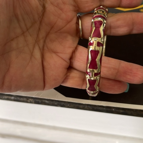 Neiman Marcus Bamboo Gold and Brick Bangle Bracelet - Picture 1 of 3